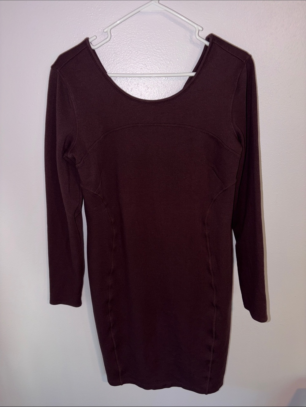 Athleta Long-Sleeve Scoop Neck Dress in Deep Eggplant, sz LT